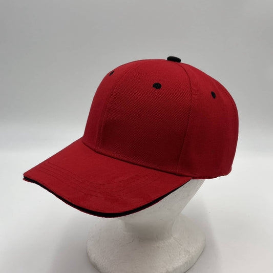 Plain Sandwich Velcro Red and Black Eyelets 12pack PCV0333 Cap Hat