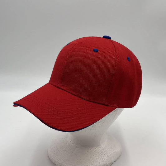 Plain Sandwich Velcro Red and Blue Eyelets 12 pack PCV0332 Cap Hat