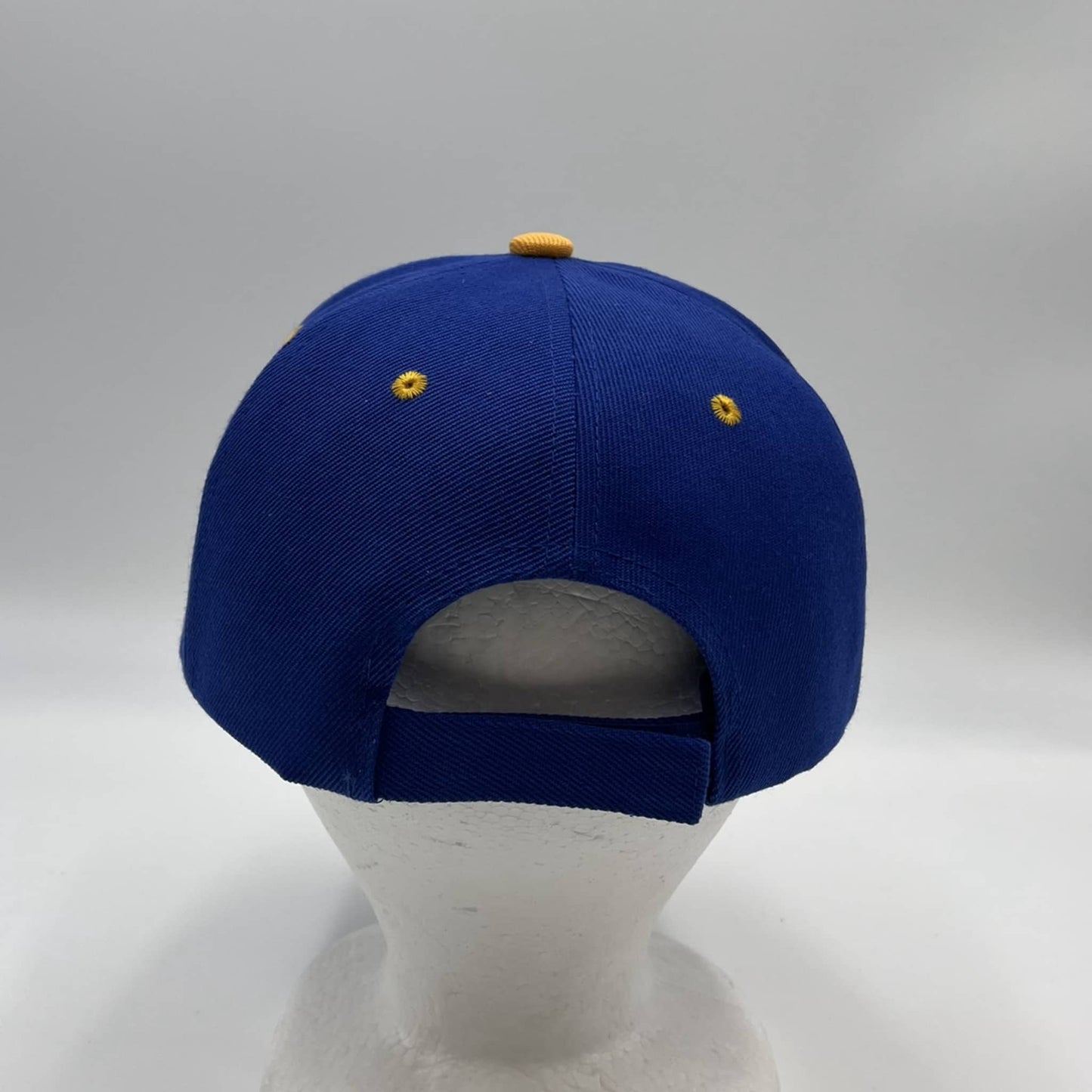 Plain Sandwich Velcro Navy Blue and Yellow Eyelets 12 pack PCV0348 Cap Hat