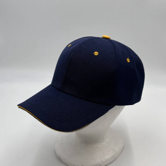 Plain Sandwich Velcro Navy Blue and Yellow Eyelets 12 pack PCV0324 Cap Hat
