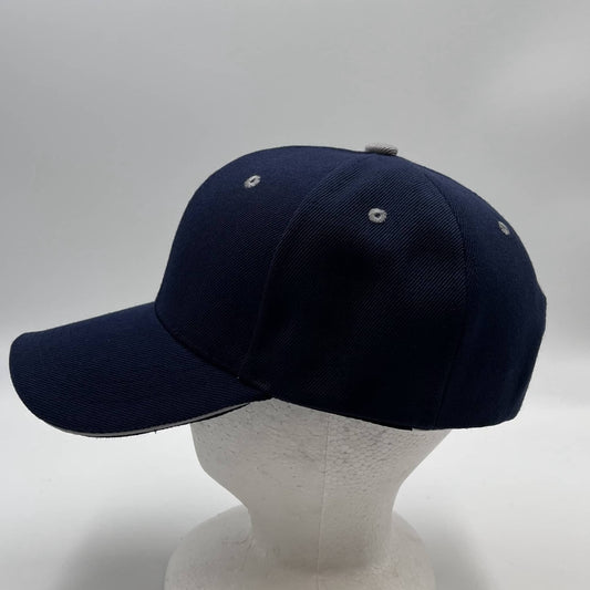 Plain Sandwich Velcro Navy Blue and Gray Eyelets 12 pack PCV0345 Cap Hat