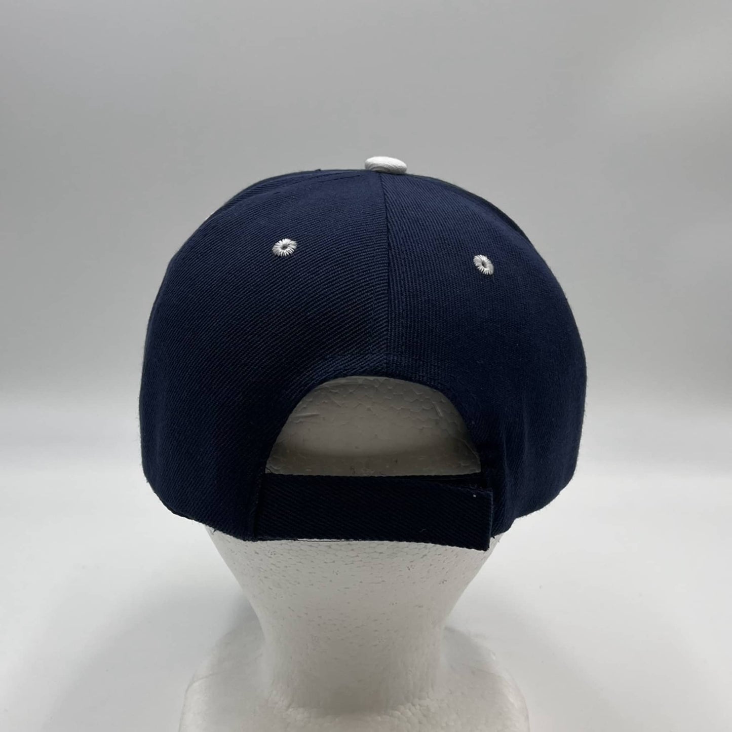 Plain Sandwich Velcro Navy Blue and White Eyelets 12 pack PCV0323 Cap Hat