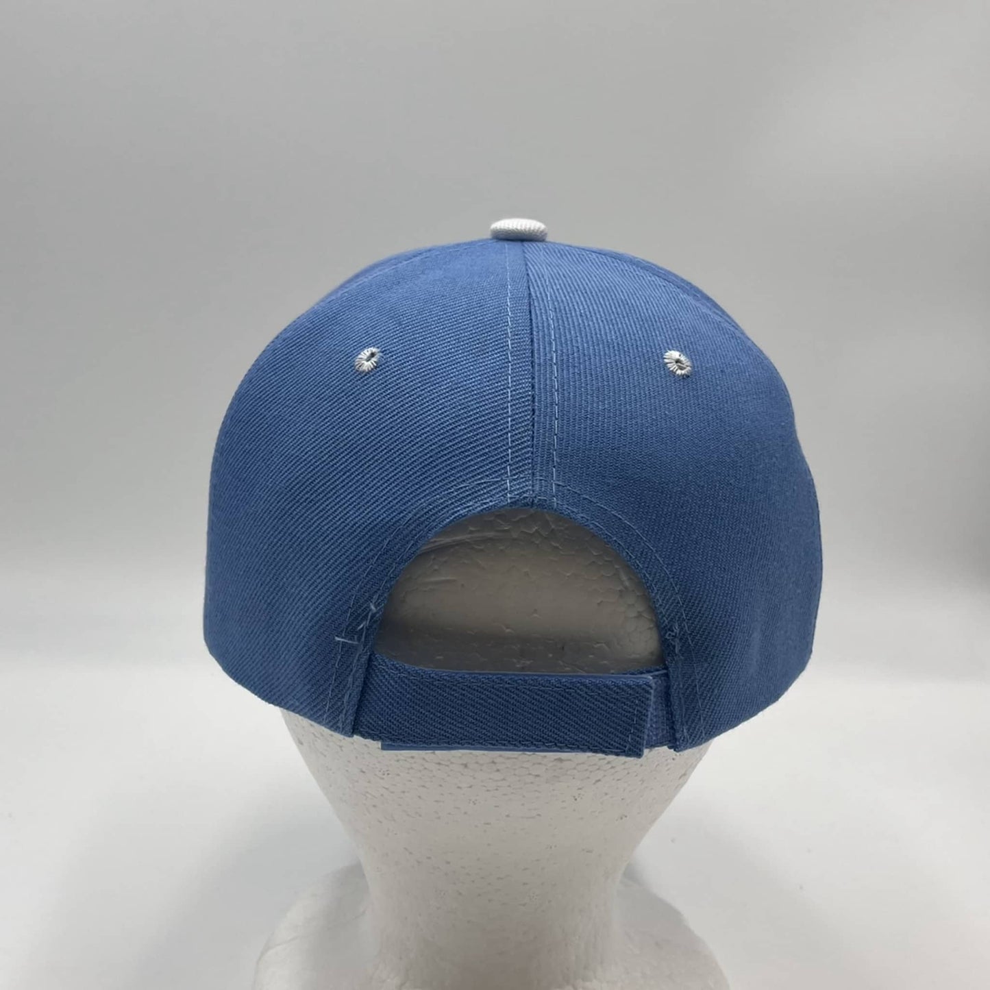 Alpha Omega Cap Plain Sandwich Velcro Baby Blue and White Eyelets 12 pack PCV0317 Cap Hat