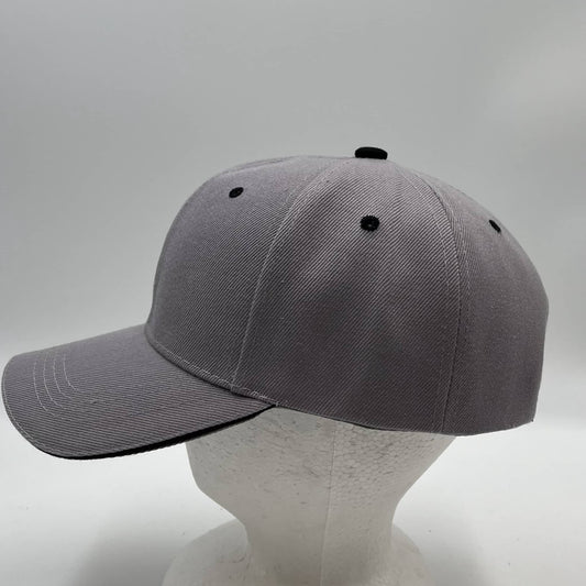 Plain Sandwich Velcro Gray and Black Eyelets 12 pack PCV0311 Cap Hat