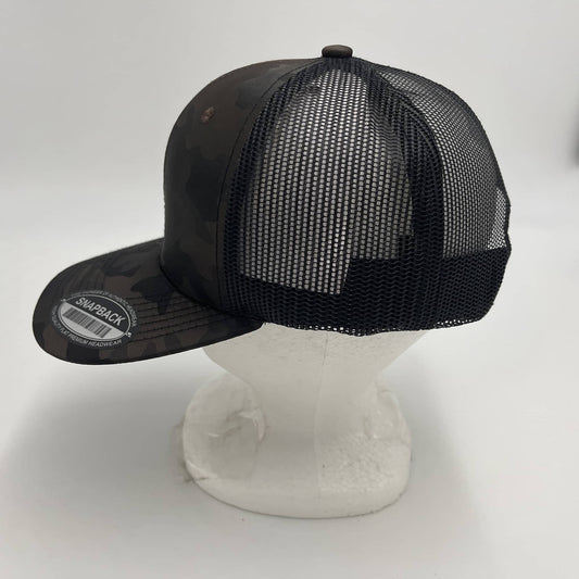 CAMO 6 Panel New Trucker Dark Brown Camo and Black Mesh 12 pack NS6TMC6 Cap Hat