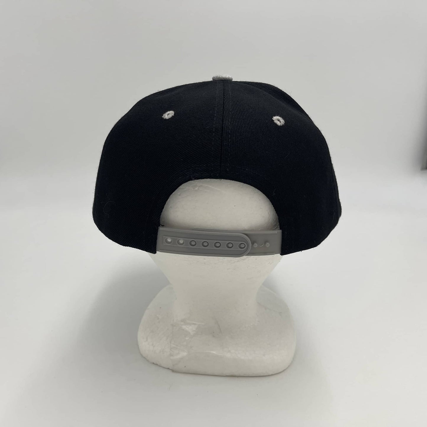 Plain Poly Snapback Black and Light Gray Eyelets/Bill 12 pack PFS0521 Cap Hat