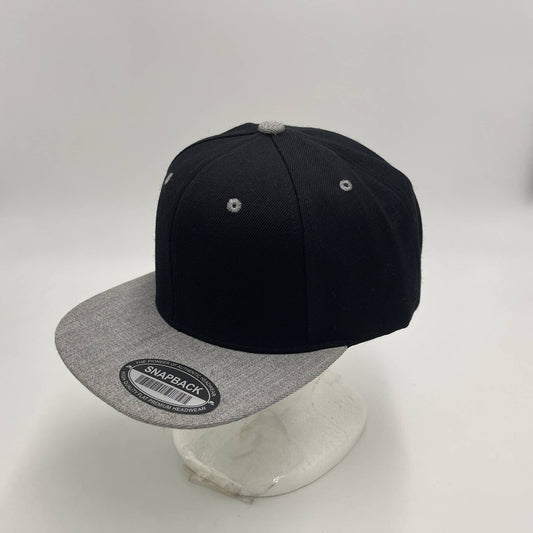 Plain Poly Snapback Black and Textured Gray Lid 12 pack PFS02T06 Cap Hat