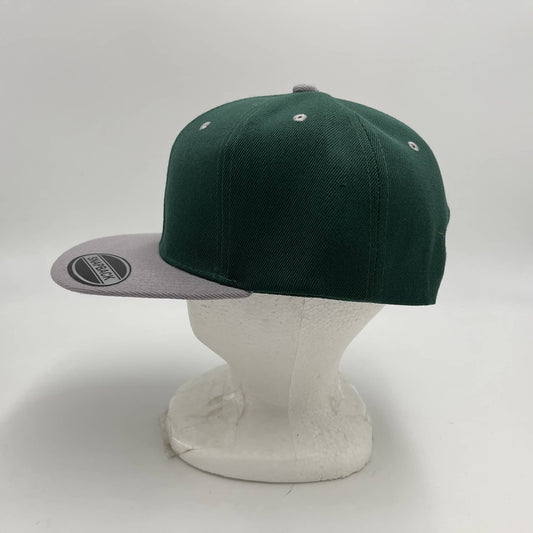 Plain Poly Snapback Forest Green and Light Gray Lid 12 pack PFS02T08 Cap Hat
