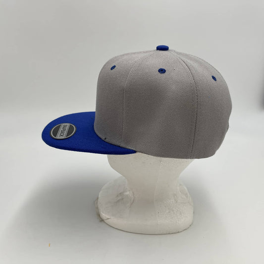 Plain Poly Snapback Gray and Blue Eyelets/Bill 12 pack PFS0547 Cap Hat
