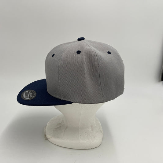 Plain Poly Snapback Gray and Navy Blue Eyelets/Bill 12 pack PFS0540 Cap Hat
