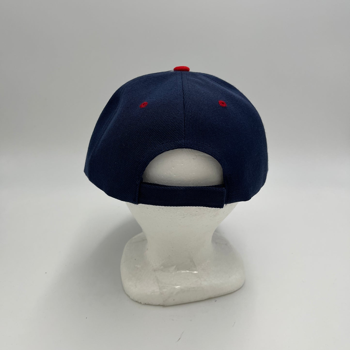 Plain Sandwich Velcro Navy Blue and Red Eyelets 12 pack PCV0316 Cap Hat