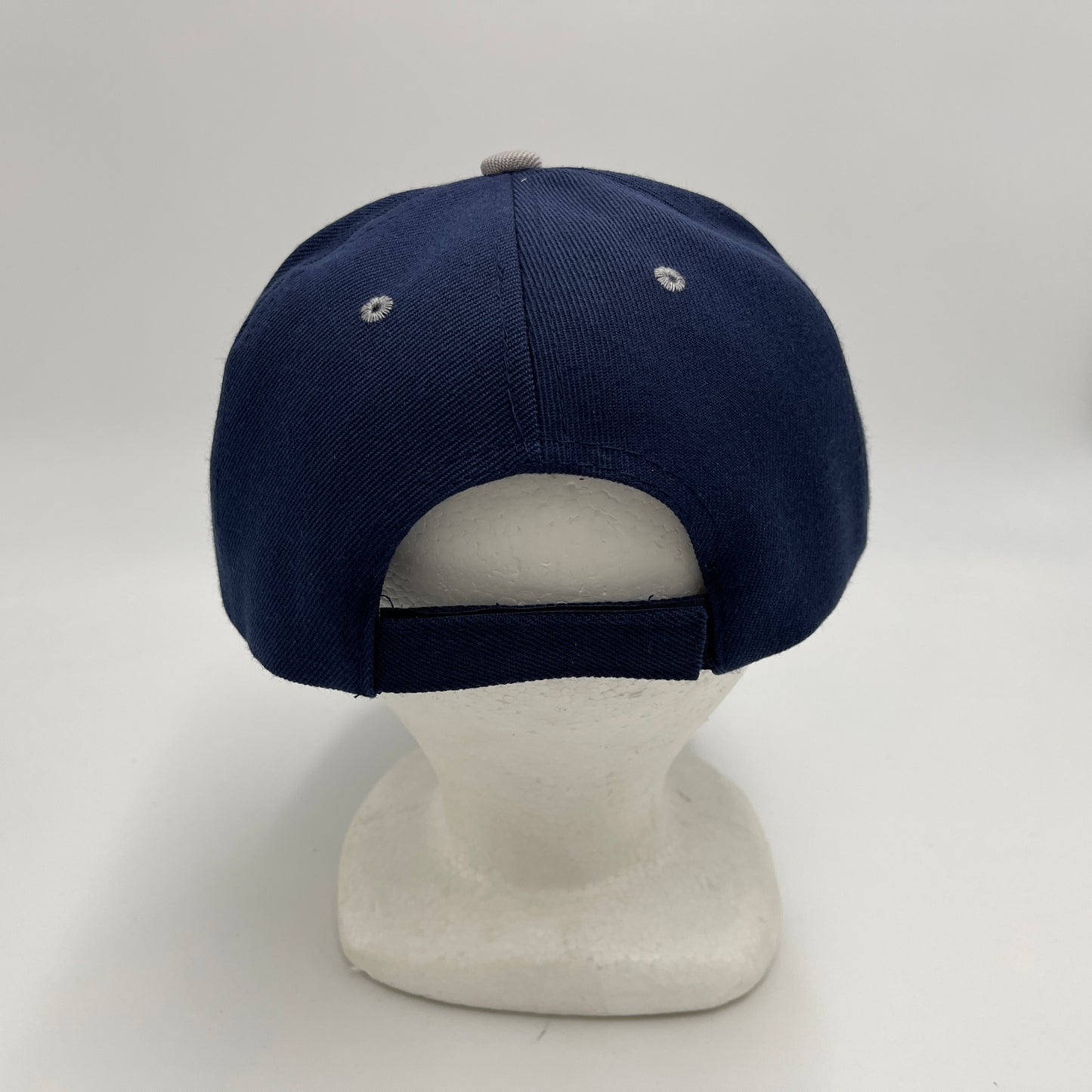 Plain Two Tone Velcro Navy Blue and Gray Eyelets/Bill 12 pack PCV0219 Cap Hat