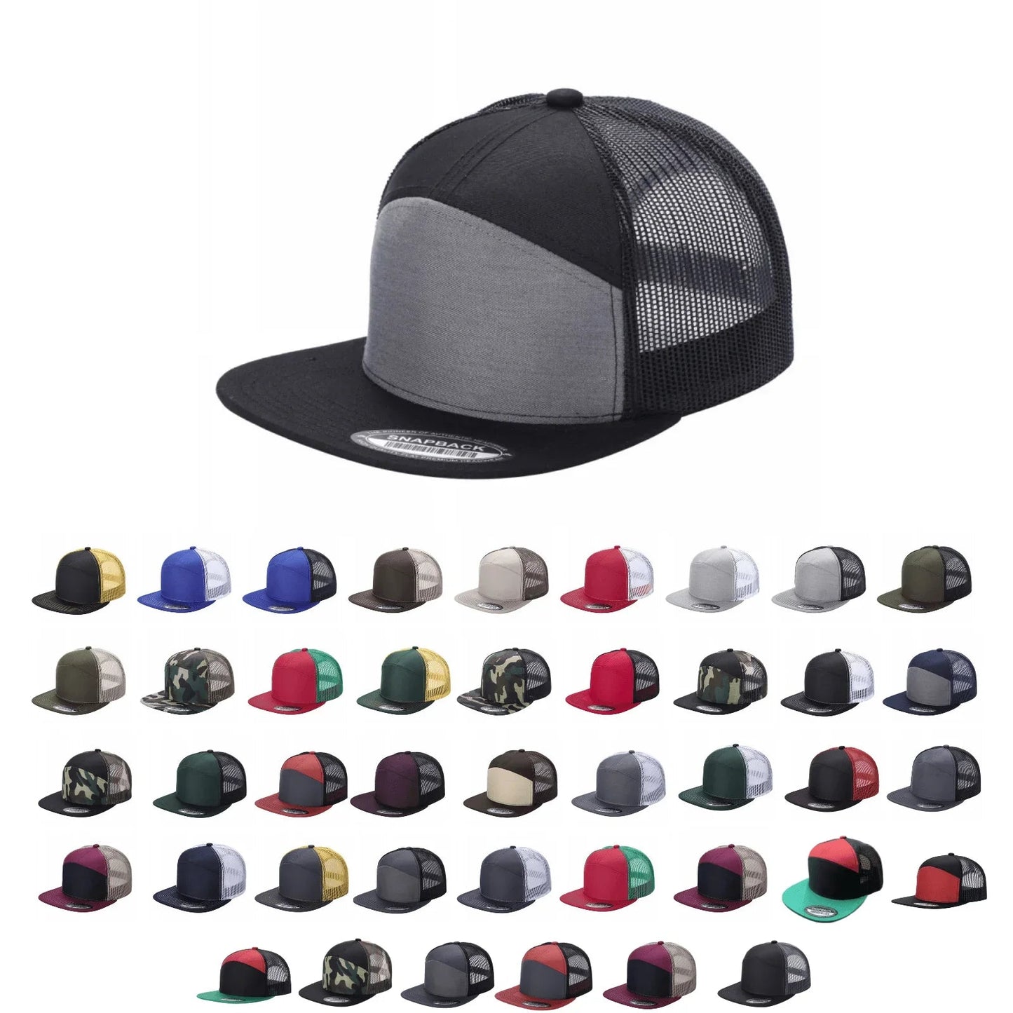 7FTM - 7 Panel Flat Bill Trucker Cap