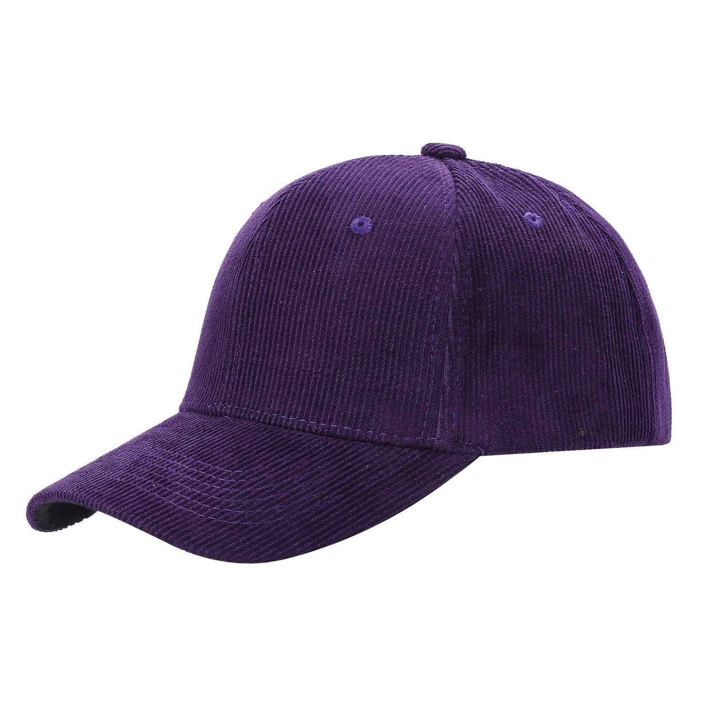 6 Panel Corduroy Solid Buckle Hat
