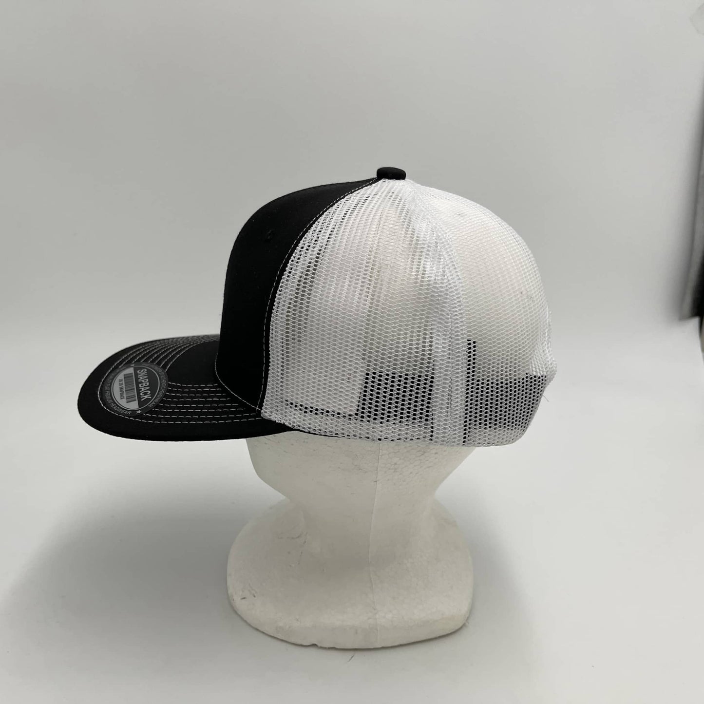 Plain Flat 6P Mesh Trucker Black and White Mesh 12 pack CF6M1822 Cap Hat