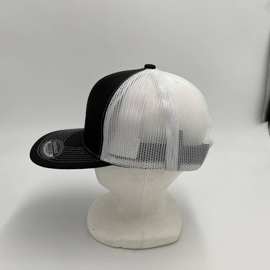 Plain Flat 6P Mesh Trucker Black and White Mesh 12 pack CF6M1822 Cap Hat