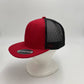 Plain Flat 6P Mesh Trucker Red and Black Mesh 12 pack CF6M1854 Cap Hat