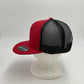 Plain Flat 6P Mesh Trucker Red and Black Mesh 12 pack CF6M1854 Cap Hat