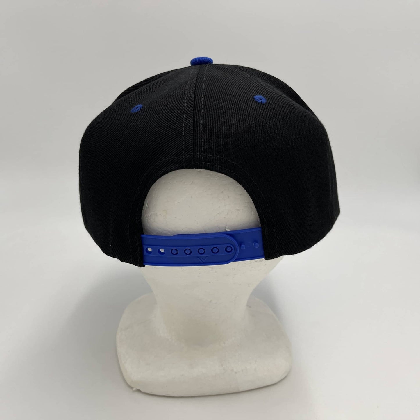 Plain Poly Snapback Black and Blue Eyelets/Bill 12 pack PFS0549 Cap Hat