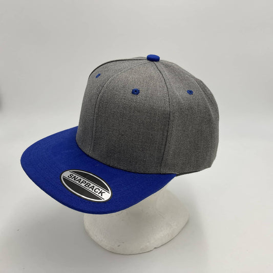 Plain Poly Snapback Dark Gray and Blue Eyelets/Bill 12 pack PFS0548 Cap Hat