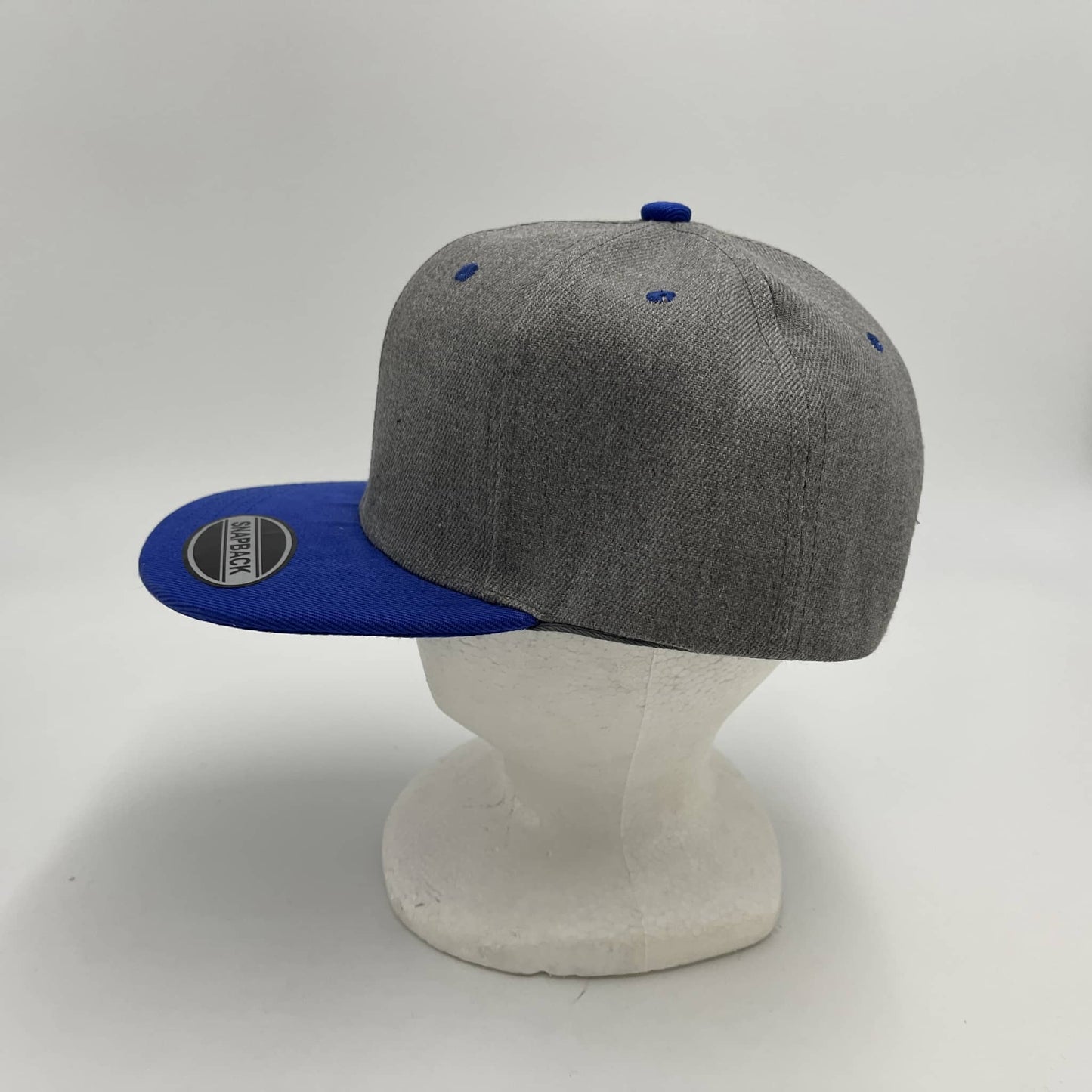 Plain Poly Snapback Dark Gray and Blue Eyelets/Bill 12 pack PFS0548 Cap Hat
