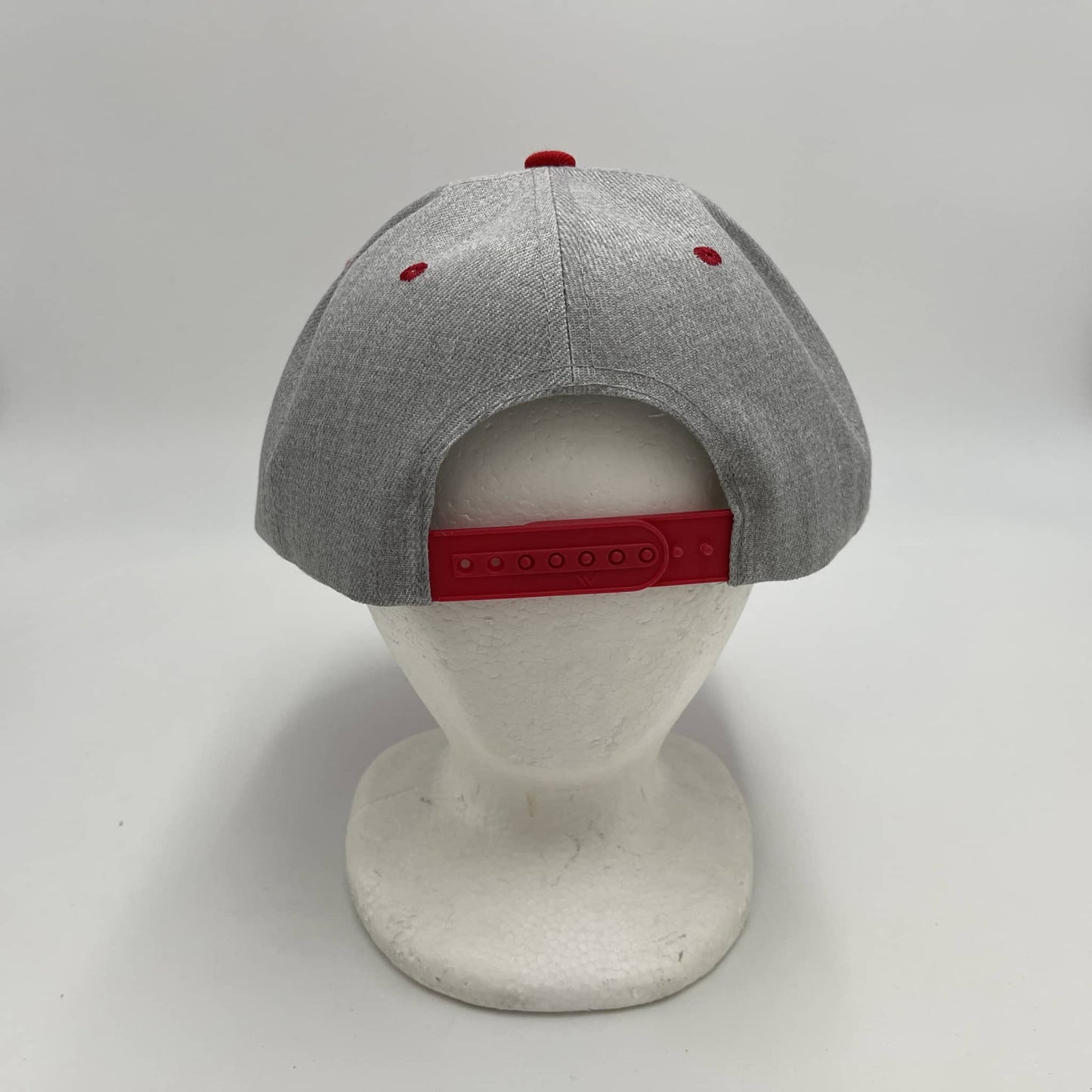 Alpha Omega Cap Plain Poly Snapback Textured Light Gray and Red Eyelets/Bill 12 pack PFS02T24 Cap Hat