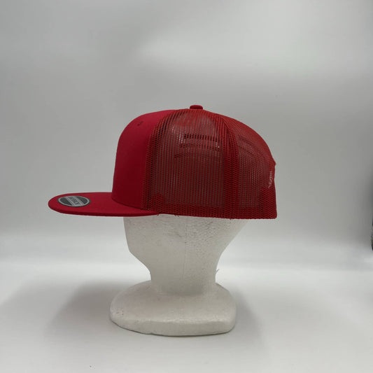 Plain Flat 6P Mesh Trucker Red and Red Mesh 12-pck CF6M1870 Cap Hat