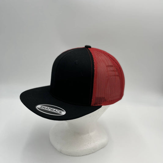 Alpha Omega Cap Plain Flat 6P Mesh Trucker Black and Red Mesh 12-pck CF6M1866 Cap Hat