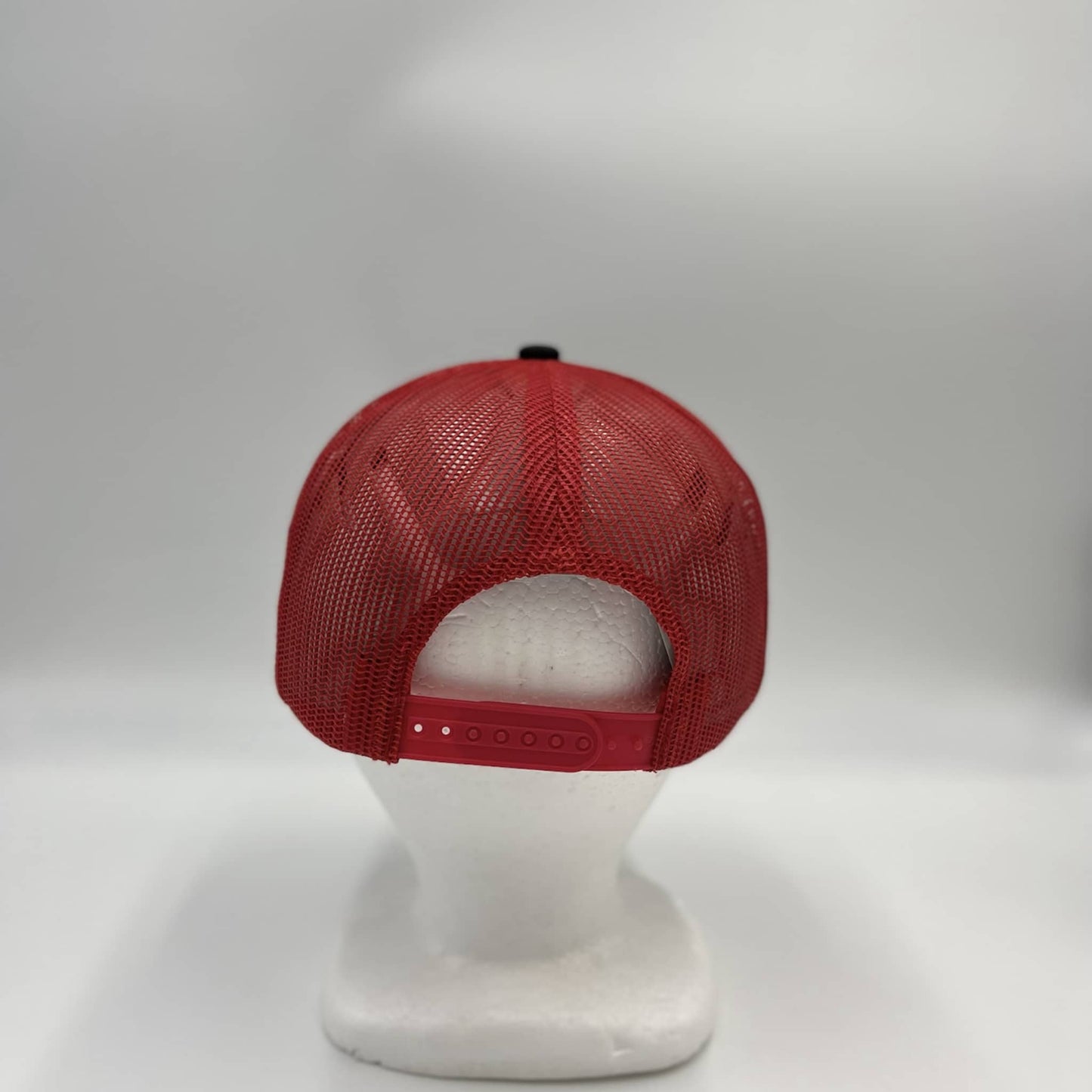Plain Flat 6P Mesh Trucker Black and Red Mesh 12-pck CF6M1866 Cap Hat