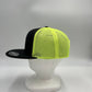 Plain Flat 6P Mesh Trucker Black and Neon Yellow Mesh 12-pck CF6M1867 Cap Hat