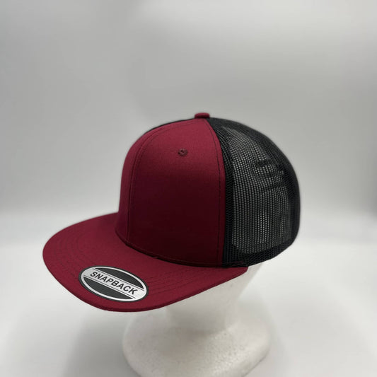 Alpha Omega Cap Plain Flat 6P Mesh Trucker Burgandy and Black Mesh 12-pck CF6M1864 Cap Hat