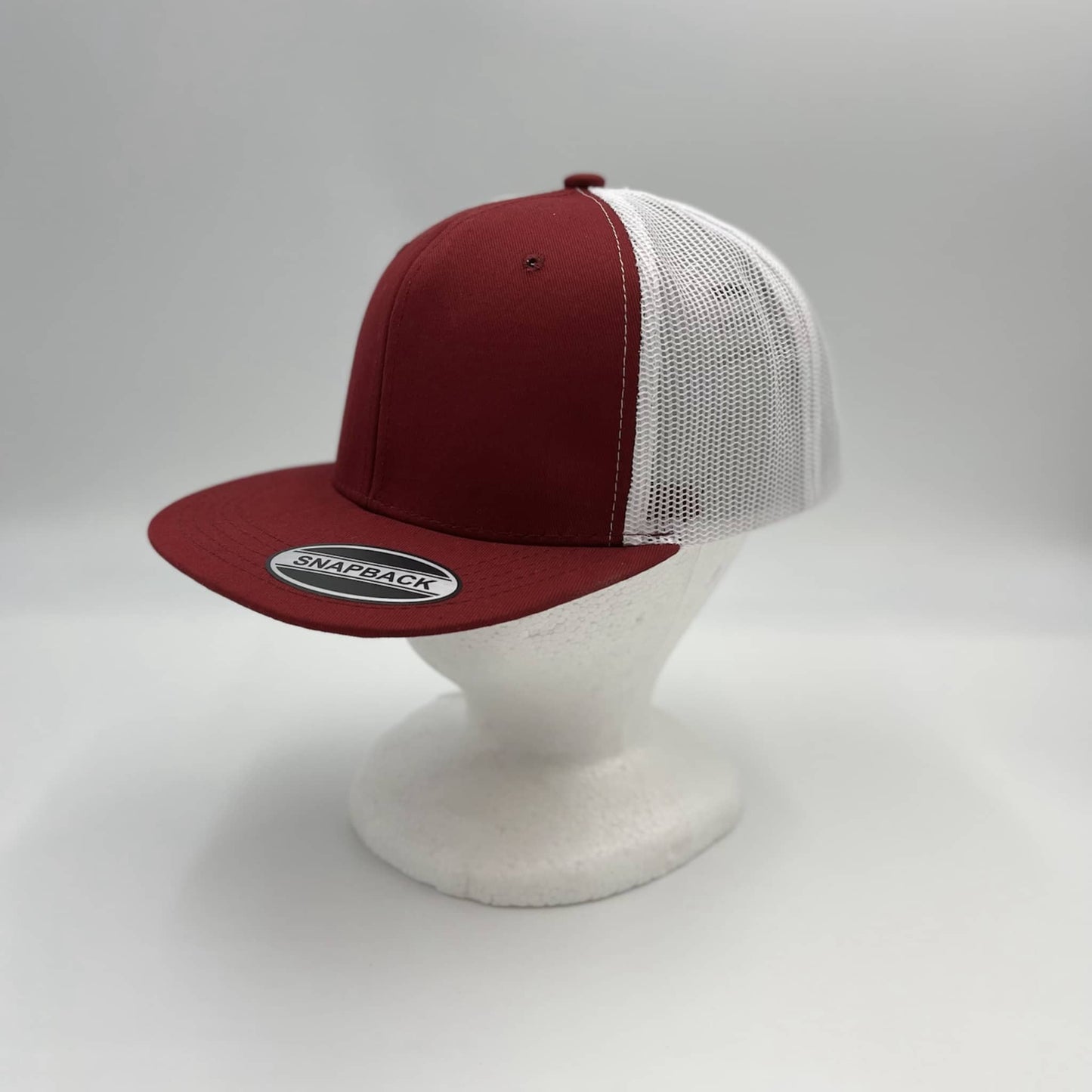 Plain Flat 6P Mesh Trucker Burgandy and White Mesh 12-pck CF6M1865 Cap Hat