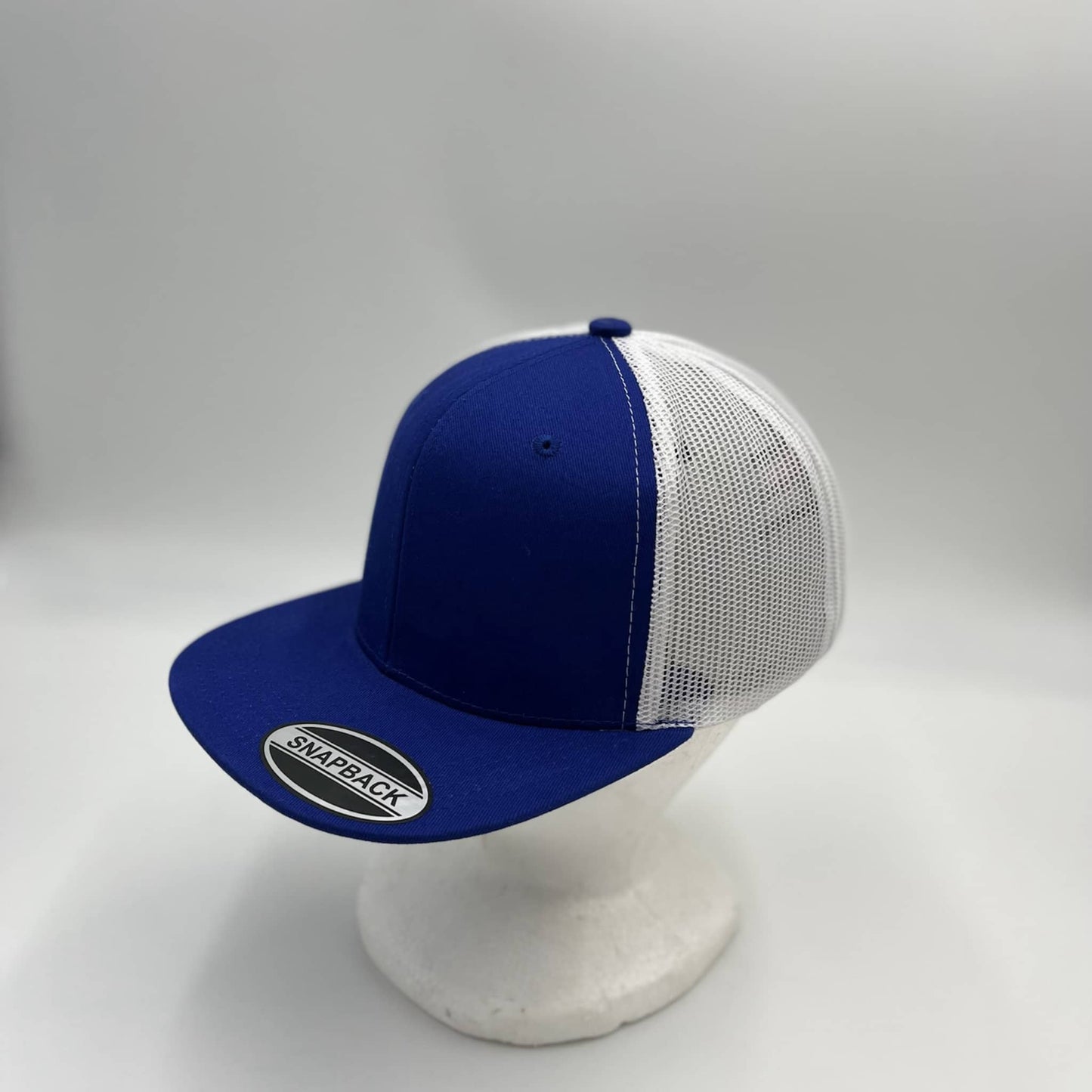 Alpha Omega Cap Plain Flat 6P Mesh Trucker Blue and White Mesh 12-pck CF6M1863 Cap Hat