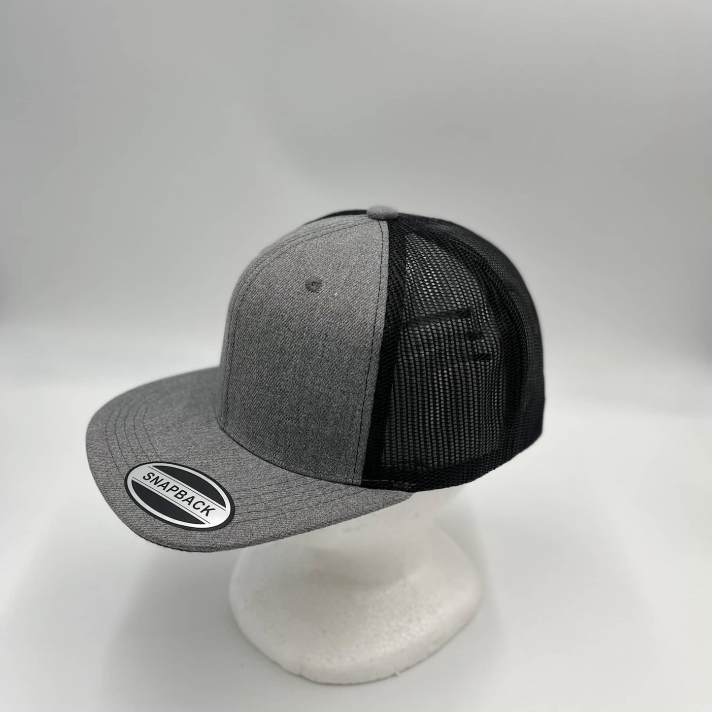 Plain Flat 6P Mesh Trucker Textured Gray and Black Mesh 12-pck CF6M1861 Cap Hat