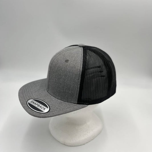 Plain Flat 6P Mesh Trucker Textured Gray and Black Mesh 12-pck CF6M1861 Cap Hat