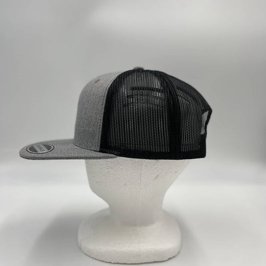 Plain Flat 6P Mesh Trucker Textured Gray and Black Mesh 12-pck CF6M1861 Cap Hat