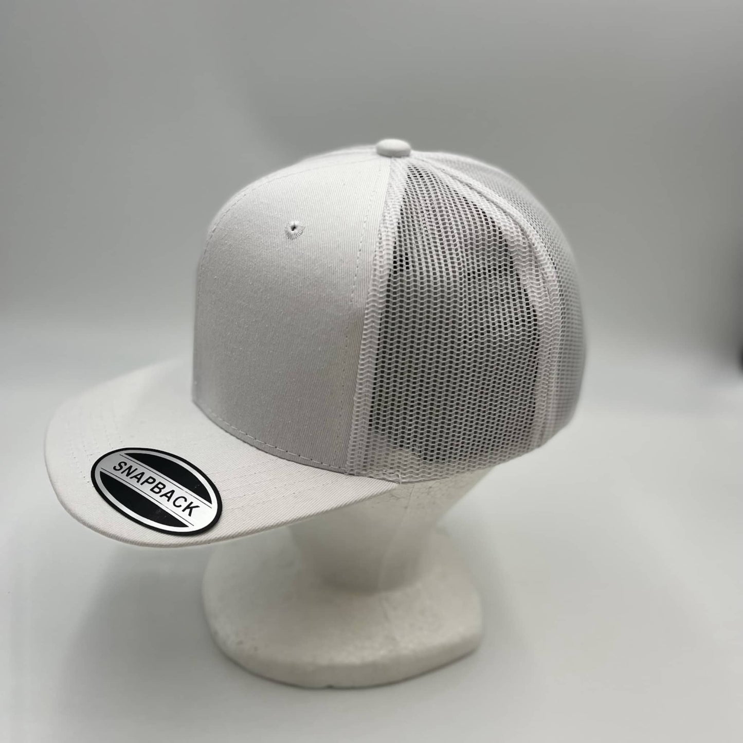 Plain Flat 6P Mesh Trucker White and White Mesh 12-pck CF6M1860 Cap Hat