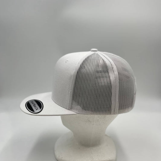 Plain Flat 6P Mesh Trucker White and White Mesh 12-pck CF6M1860 Cap Hat