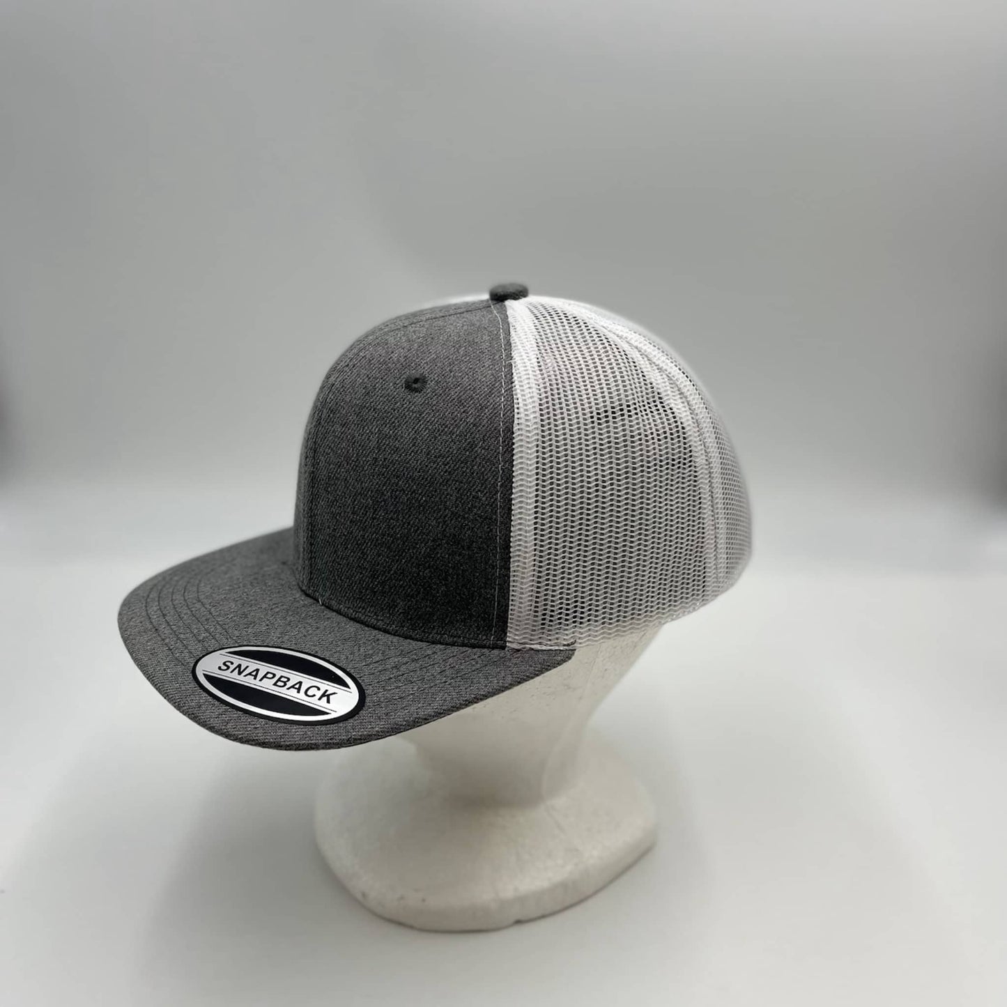 Plain Flat 6P Mesh Trucker Dark Gray and White Mesh 12 pack CF6M1878 Cap Hat