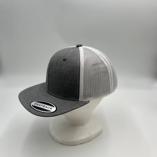 Plain Flat 6P Mesh Trucker Dark Gray and White Mesh 12 pack CF6M1878 Cap Hat