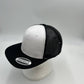 Plain Flat 6P Mesh Trucker White Face and Black Lid and Black Mesh 12-pck CF6M2T2 Cap Hat