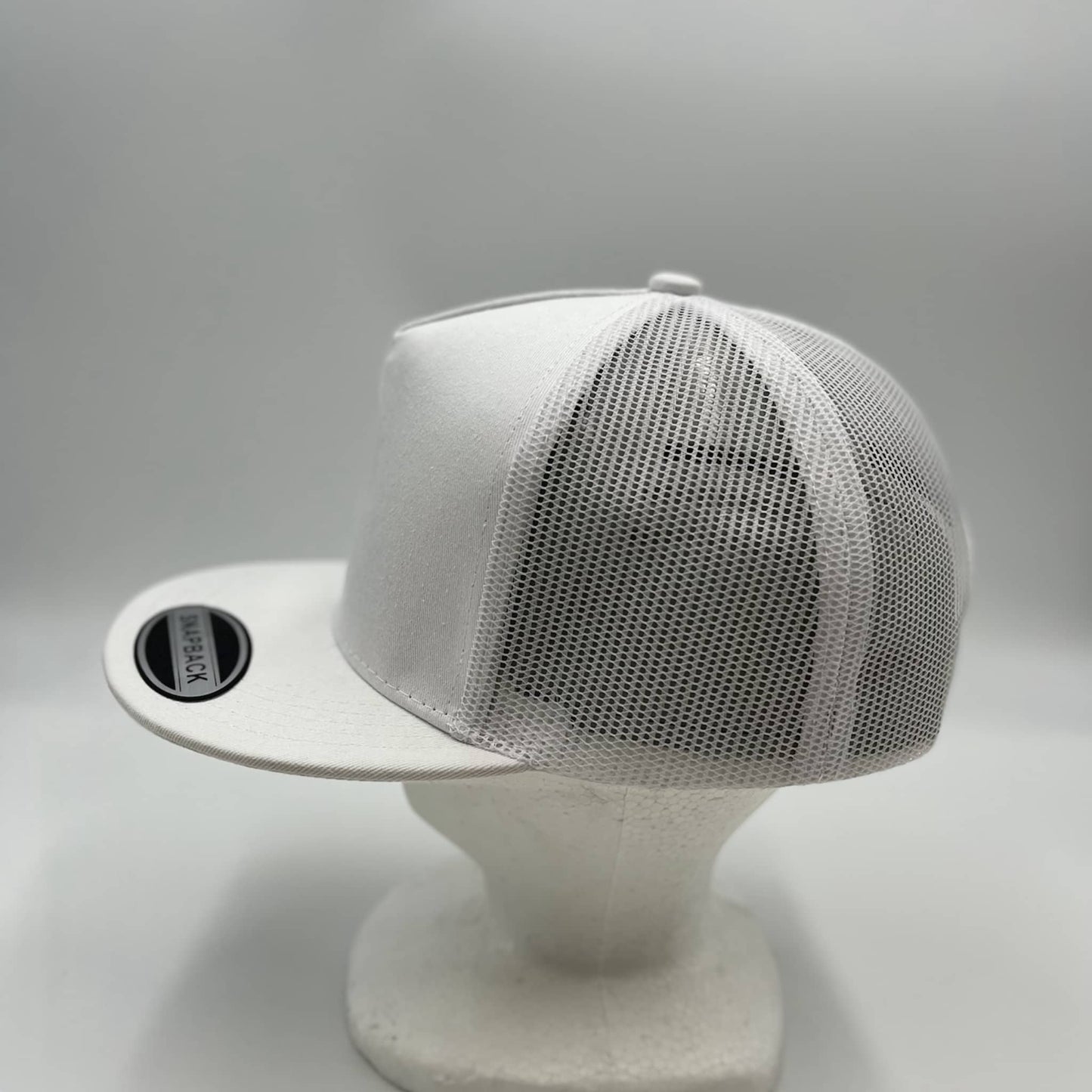 Plain Flat 5P Mesh Trucker White and White 12-pck CF5M1221 Cap Hat