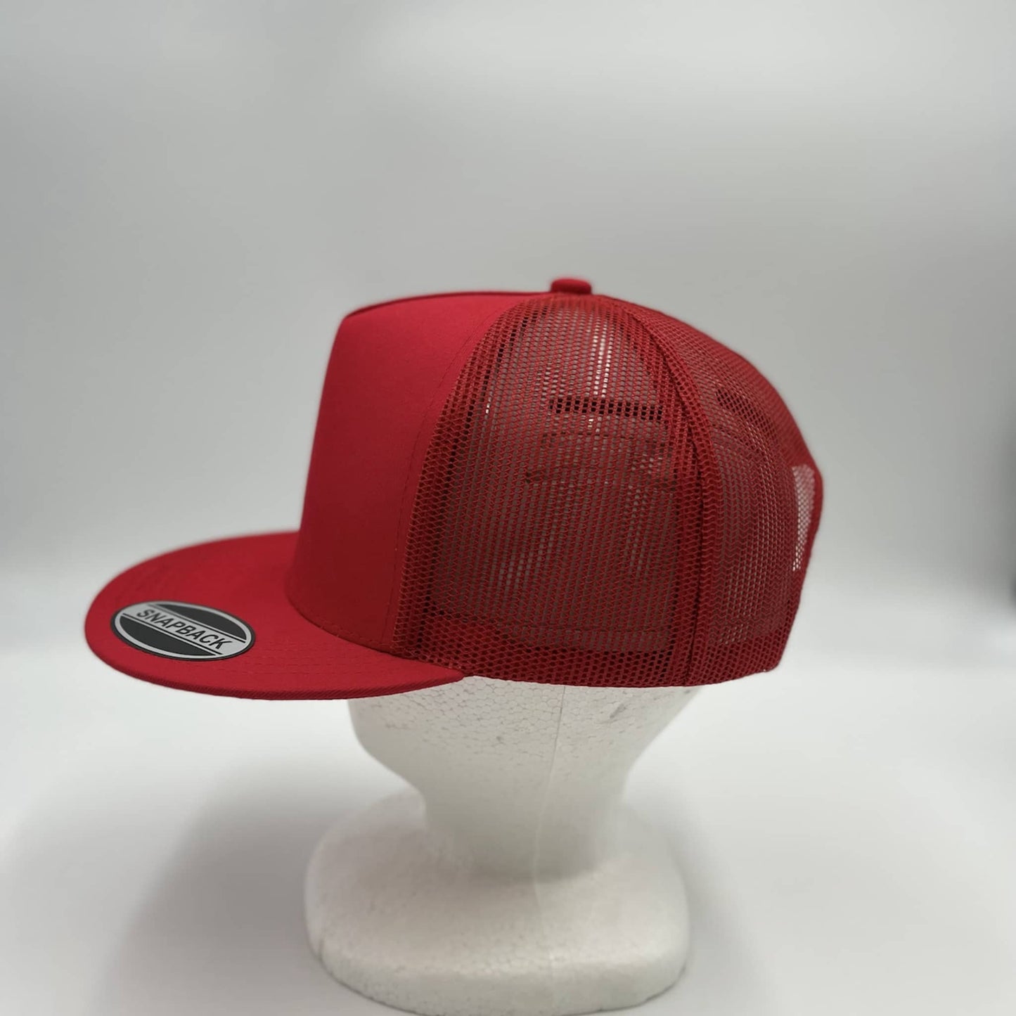 Plain Flat 5P Mesh Trucker Red and Red Mesh 12-pck CF5M1218 Cap Hat