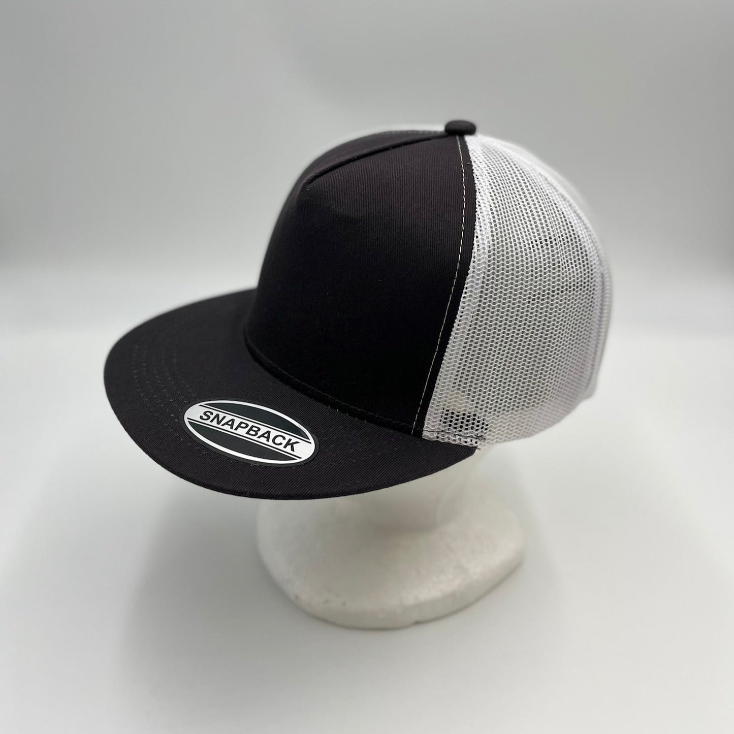 Plain Flat 5P Mesh Trucker Dark Gray and White Mesh 12-pck CF5M1214 Cap Hat