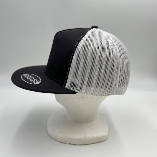 Plain Flat 5P Mesh Trucker Dark Gray and White Mesh 12-pck CF5M1214 Cap Hat