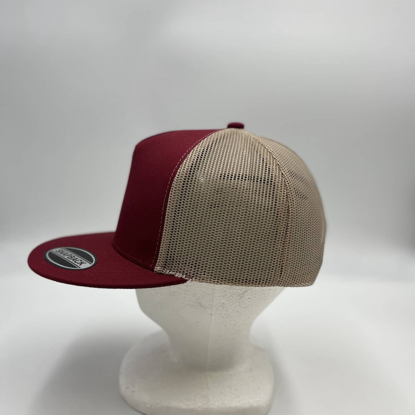 Alpha Omega Cap Plain Flat 5P Mesh Trucker Burgandy and Tan Mesh 12-pck CF5M1215 Cap Hat