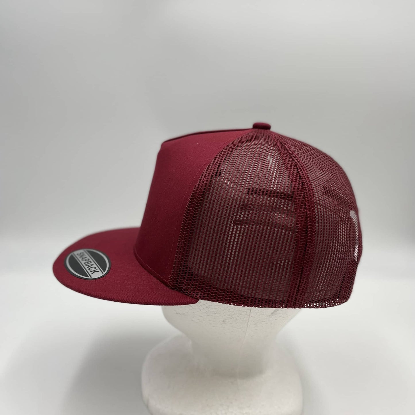 Alpha Omega Cap Plain Flat 5P Mesh Trucker Burgandy and Burgandy Mesh 12-pck CF5M12245 Cap Hat