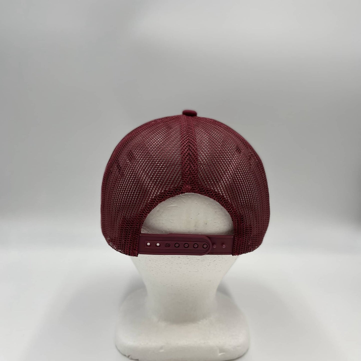 Plain Flat 5P Mesh Trucker Burgandy and Burgandy Mesh 12-pck CF5M12245 Cap Hat