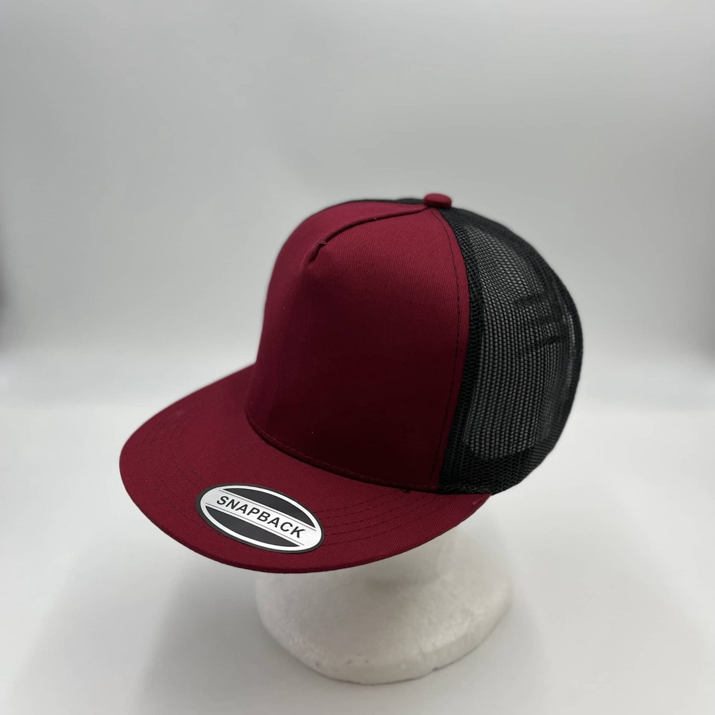 Alpha Omega Cap Plain Flat 5P Mesh Trucker Burgandy and Black Mesh 12-pck CF5M1212 Cap Hat