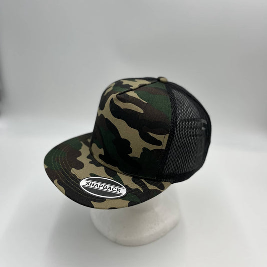 Plain Flat 5P Mesh Trucker Camo II and Black Mesh12-pck CF5M1223 Cap Hat